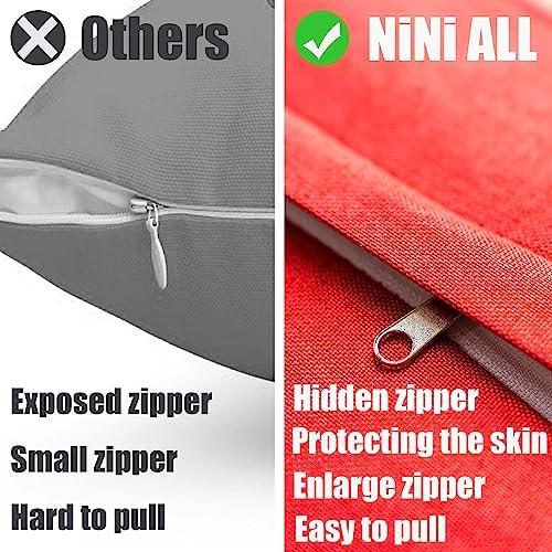 NiNi ALL Waterproof Throw Pillow Covers Set of 2 Red 18x18 Inch