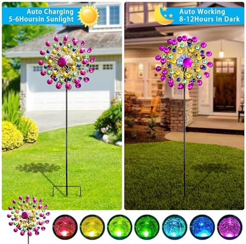 Ferris Wheel Wind Spinner with Solar Light for Garden