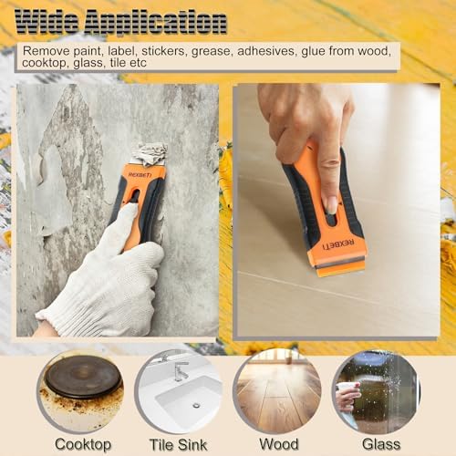 REXBETI 4 Pack Razor Scraper Set with 120Pcs Blades