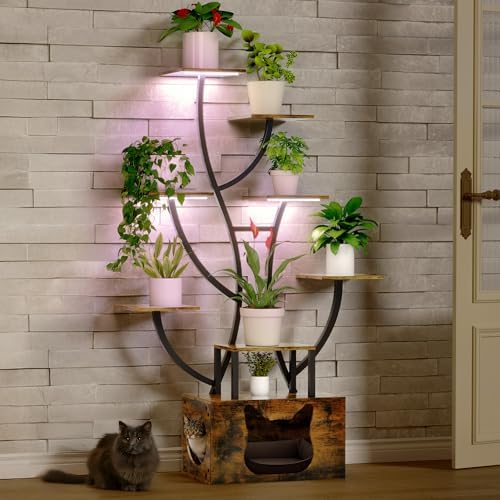 YITAHOME 9 Tier Plant Stand with Grow Lights and Cat Litter Box