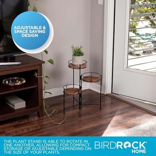 BIRDROCK HOME 3-Tier Plant Stand with Rubber Feet