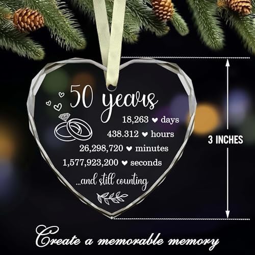 BSQUIELE 50th Wedding Anniversary Glass Ornament