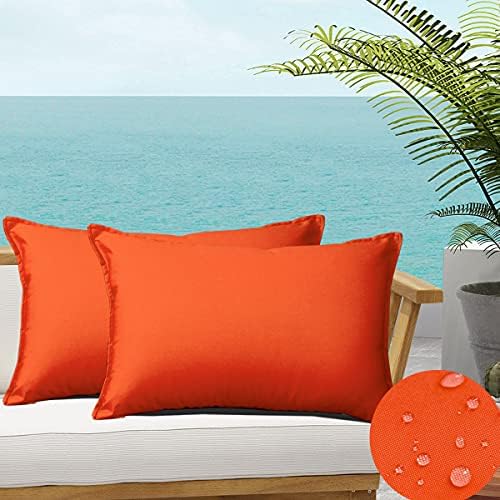 Pack of 2 Waterproof Outdoor Pillow Covers with Hidden Zipper