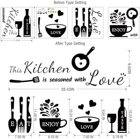 Rotumaty Kitchen Wall Stickers with Love Quotes Decor