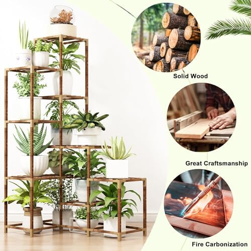 HOMKIRT 14 Tier Corner Plant Stand with Grow Lights