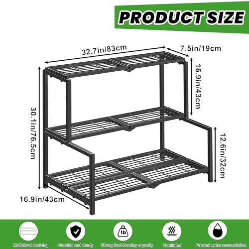 3 Tier Stair Style Metal Plant Stand for Indoor Outdoor