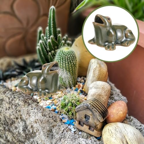 Ceramic Frog Pond Decor with Zen Garden