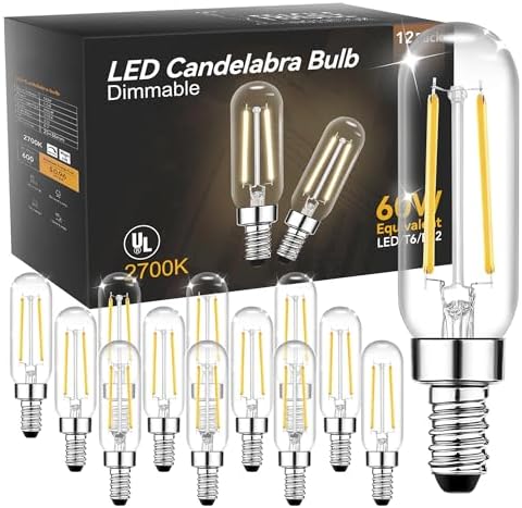 TJOY E12 Dimmable LED Candle Bulb 12 Packs
