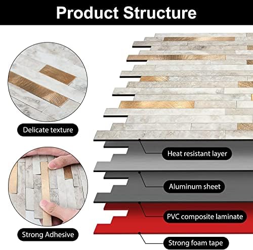 KASARO 10-Sheet Peel and Stick Marble Tiles for Kitchen and Bathroom