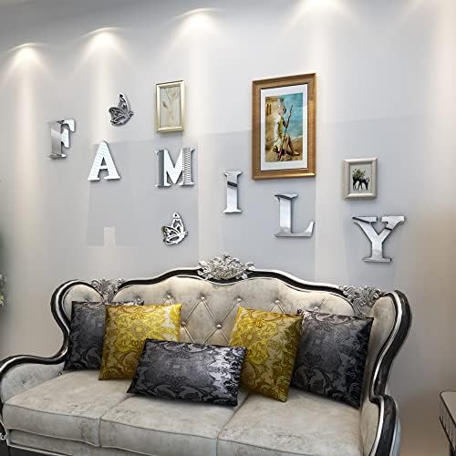 Family Wall Decor Acrylic Mirror Wall Stickers Silver 61x23