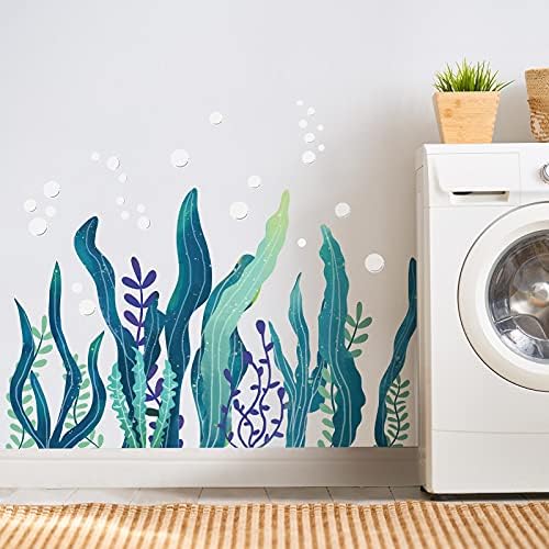 3D Sea Turtle Wall Decals with Bubbles and Seaweed Stickers