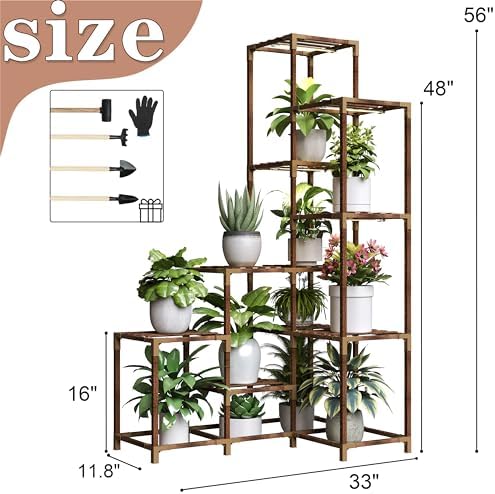HOMKIRT 14 Tier Corner Plant Stand with Grow Lights