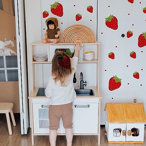4 Sheets 92pcs Strawberry Wall Decals for Girls Bedroom Dorm