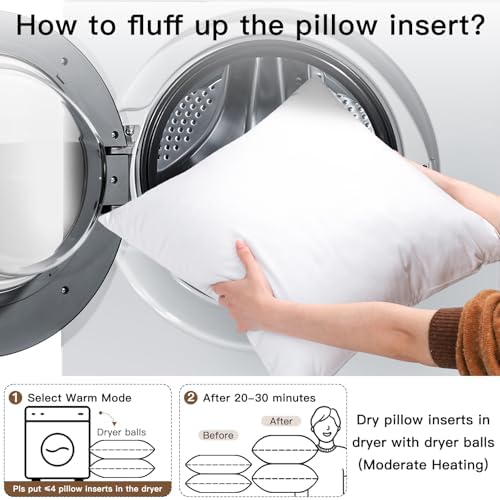 OTOSTAR Waterproof Throw Pillow Inserts 18x18 Inches Pack of 2