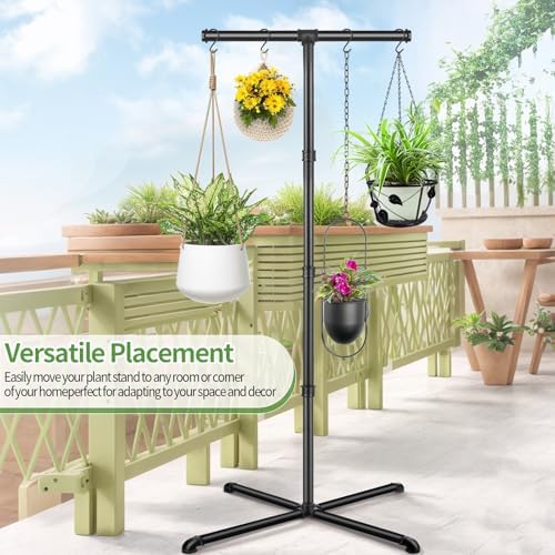 OugeWood Hanging Plant Stand with 4 Hooks Heavy Duty