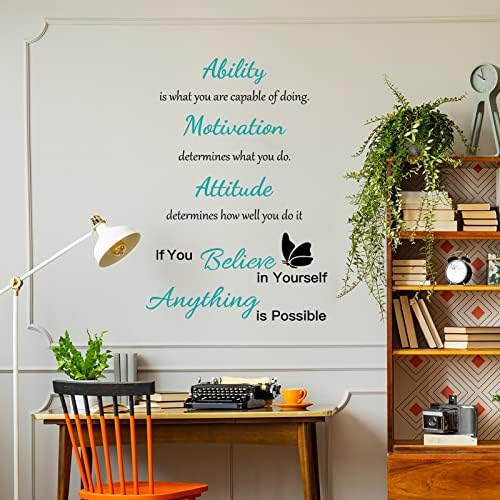 Outus 2 Sheet Blue Vinyl Wall Decal Motivation Quote