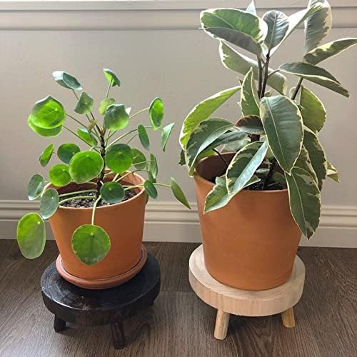 TOPZEA Set of 2 Mini Wooden Plant Stool Display Stand