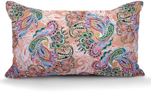 TRP Pink Blue Print Accent Throw Pillow 12x20x3