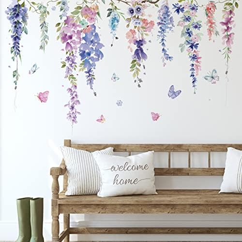 Zonon 6 Pcs Colorful Dragonflies Flowers Wall Decals