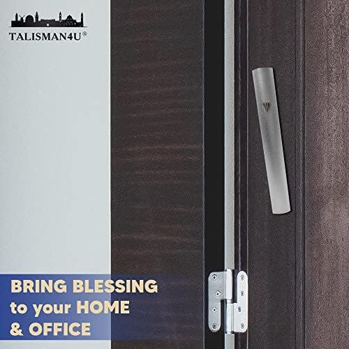 Talisman4u Silver Aluminum Mezuzah with Scroll 3D Metal Design