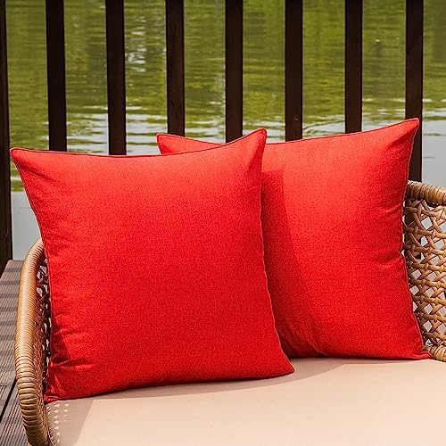 NiNi ALL Waterproof Throw Pillow Covers Set of 2 Red 18x18 Inch