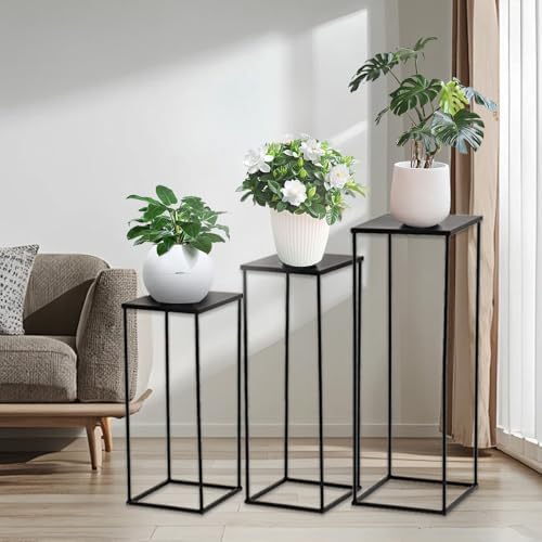 VINCIGANT 3PCS Black Metal Plant Stand Set