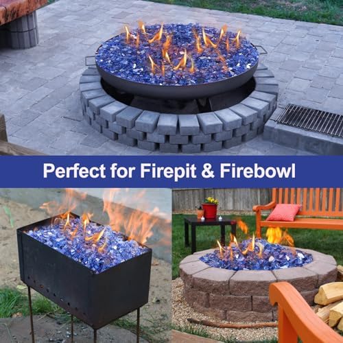 10 Ib Fire Glass for Fire Pit - Cobalt Blue with Inspiration Stone