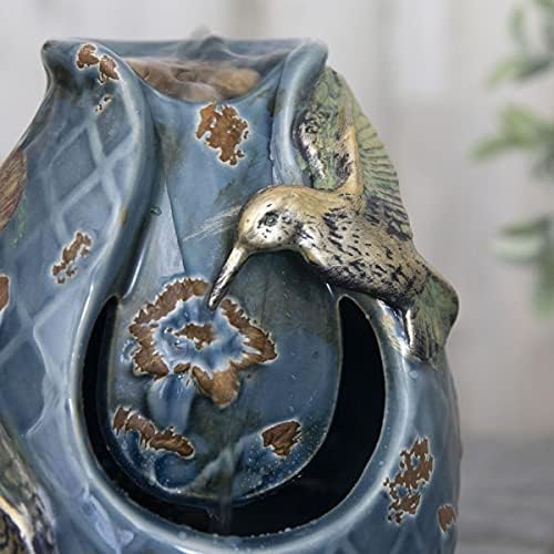 Foreside Home and Garden D9305 Blue Verdigris Hummingbird Fountain