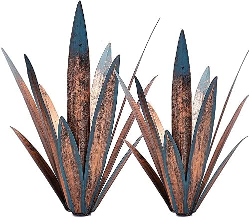 Jesokiibo 2pcs Tequila Rustic Metal Agave Sculpture