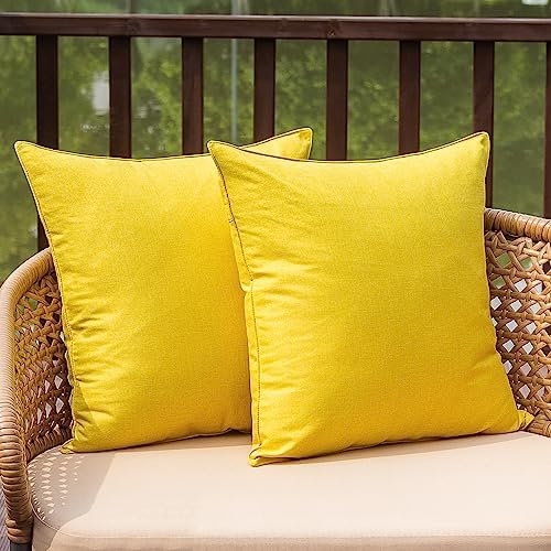 NiNi ALL Waterproof Throw Pillow Covers Set of 2 Yellow 16x16 inch