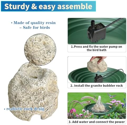 SAC SMARTEN ARTS Bird Bath Fountain with 75W Pump