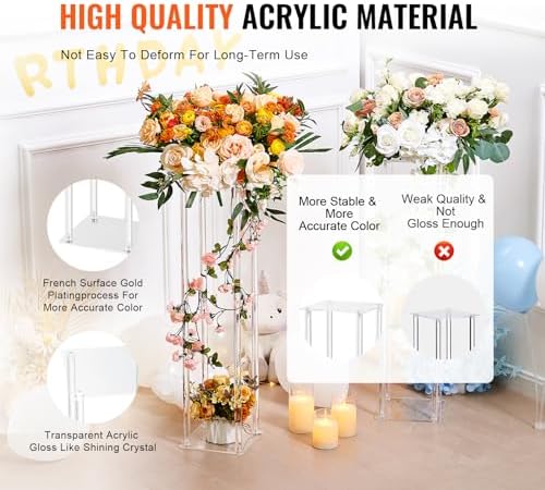 VEVOR 2PCS 315 Inch Wedding Flower Stand with Acrylic Laminate