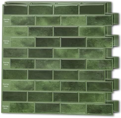 Art3d 10-Sheet Jade Green Peel and Stick Wall Tiles