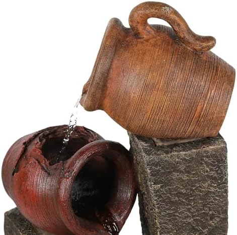 5 Tiered Pitchers Fountain Decor for Outdoor Use