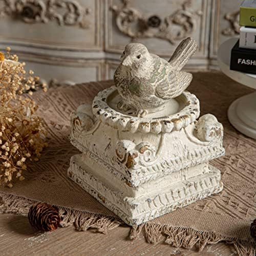 SOFE Distressed White Column Pedestal Stand for Decor