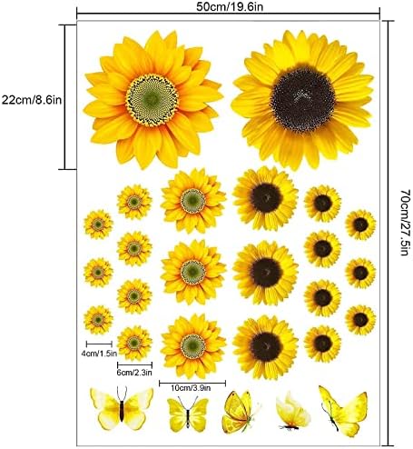 39 Pcs 3D Sunflowers and Butterfly Wall Decals