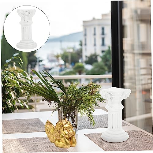 White Roman Column Statue Flower Stand Sculpture Ornament