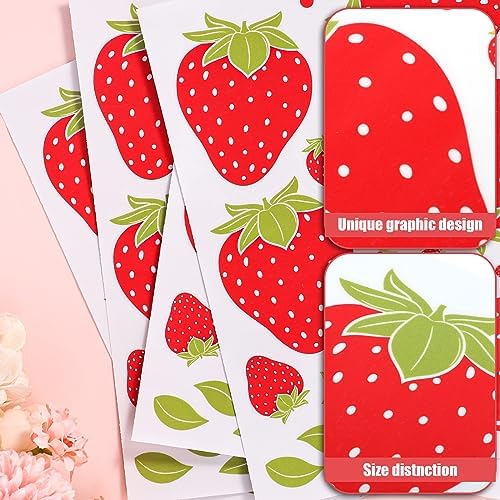 4 Sheets 92pcs Strawberry Wall Decals for Girls Bedroom Dorm