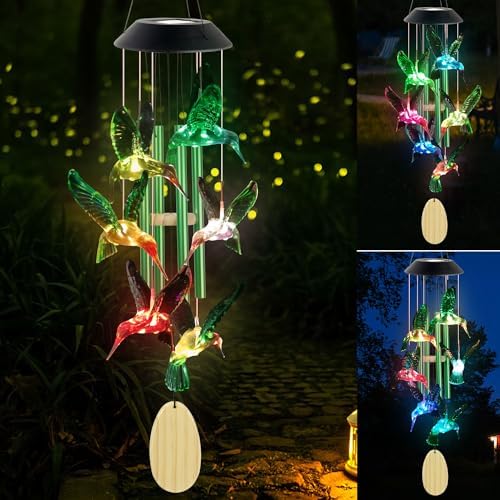 Hummingbird Solar Wind Chimes for Outdoor Decor