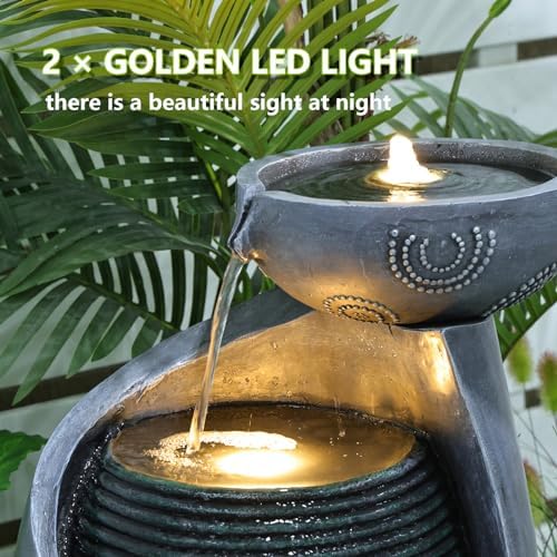 Sunlinua 314H Resin Waterfall Fountain with LED Lights