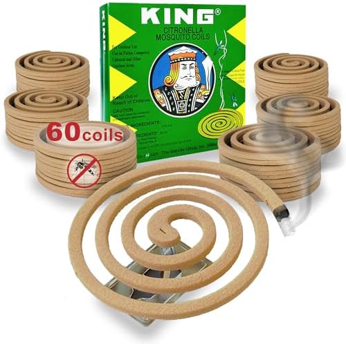KING Mosquito Coils 60-Pack with 6 Stands for 8 Hours Protection