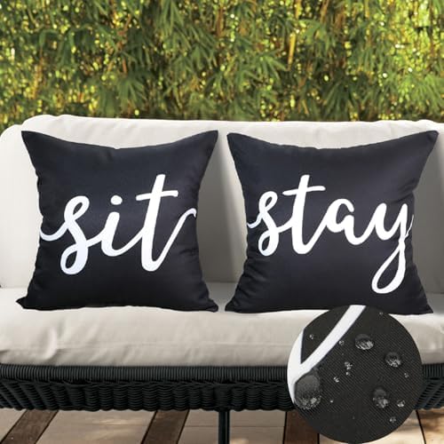 Hckot Set of 2 Outdoor Waterproof Throw Pillow Covers
