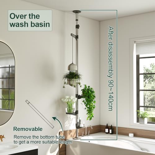 Hershii 5-Layer Indoor Plant Stand Adjustable Telescopic Shelf - Grey