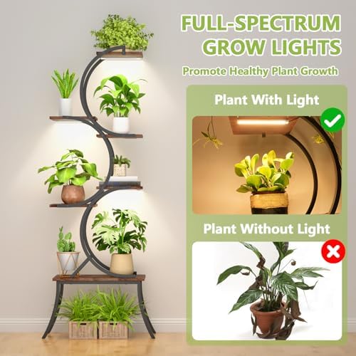 Tall 6-Tier Plant Stand with LED Grow Lights
