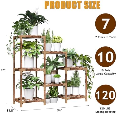 HOMKIRT 7 Tier Plant Stand with Grow Light