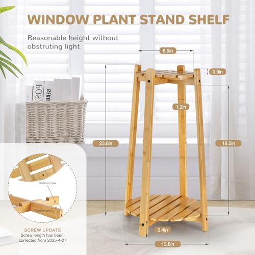 2 Tier Round Bamboo Plant Stand for Indoor Plants