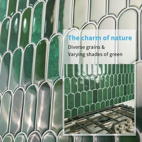 Art3d 10-Sheet Peel and Stick Backsplash Tiles 12x12 Green Marble
