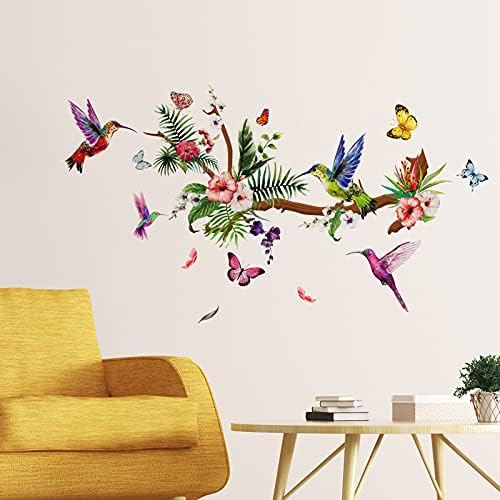 Zonon Colorful Hummingbird Wall Decals Peel and Stick