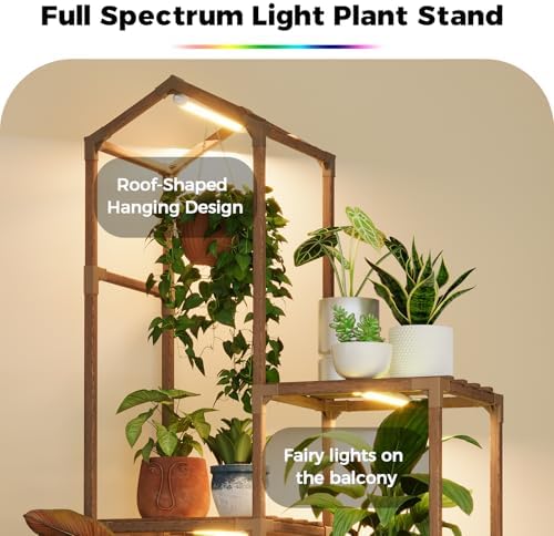 Bamworld Roof-Shaped Plant Stand with Grow Lights