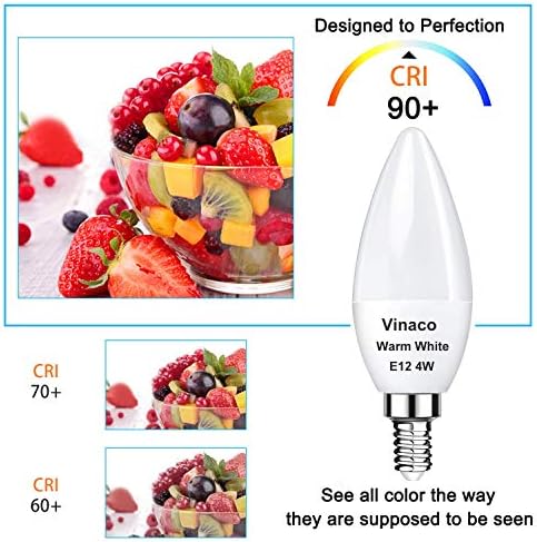 Vinaco E12 LED Bulb 2 Pack Warm White 3000K
